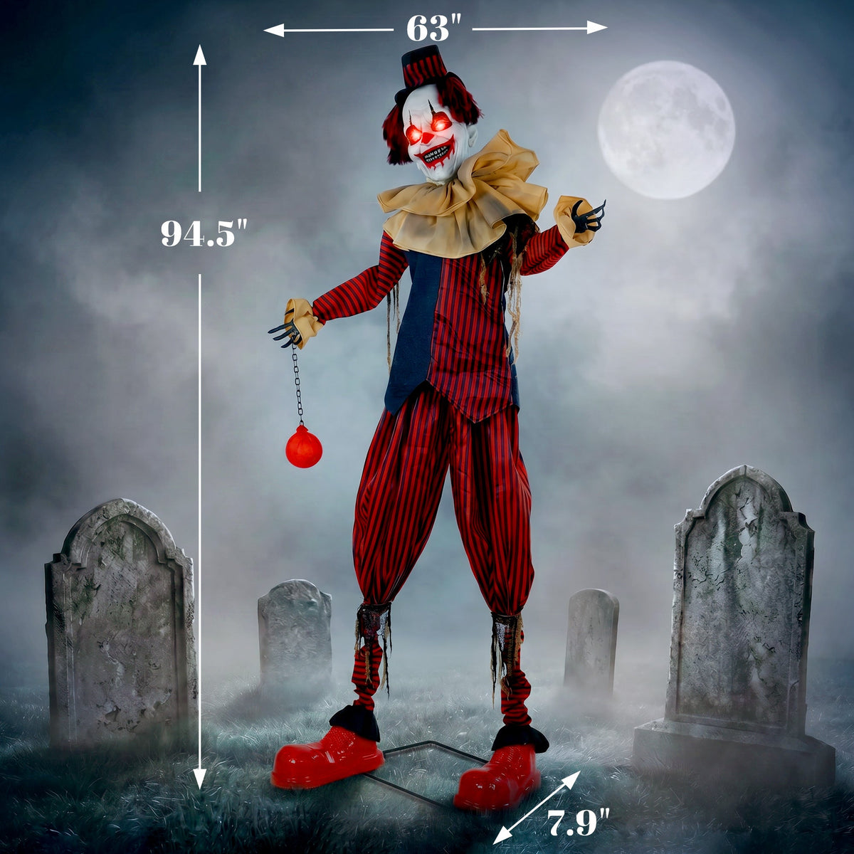 HOMCOM 95" Animated Clown Halloween Decoration