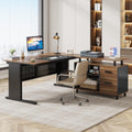 63" L-Shaped Executive Desk with File Cabinet