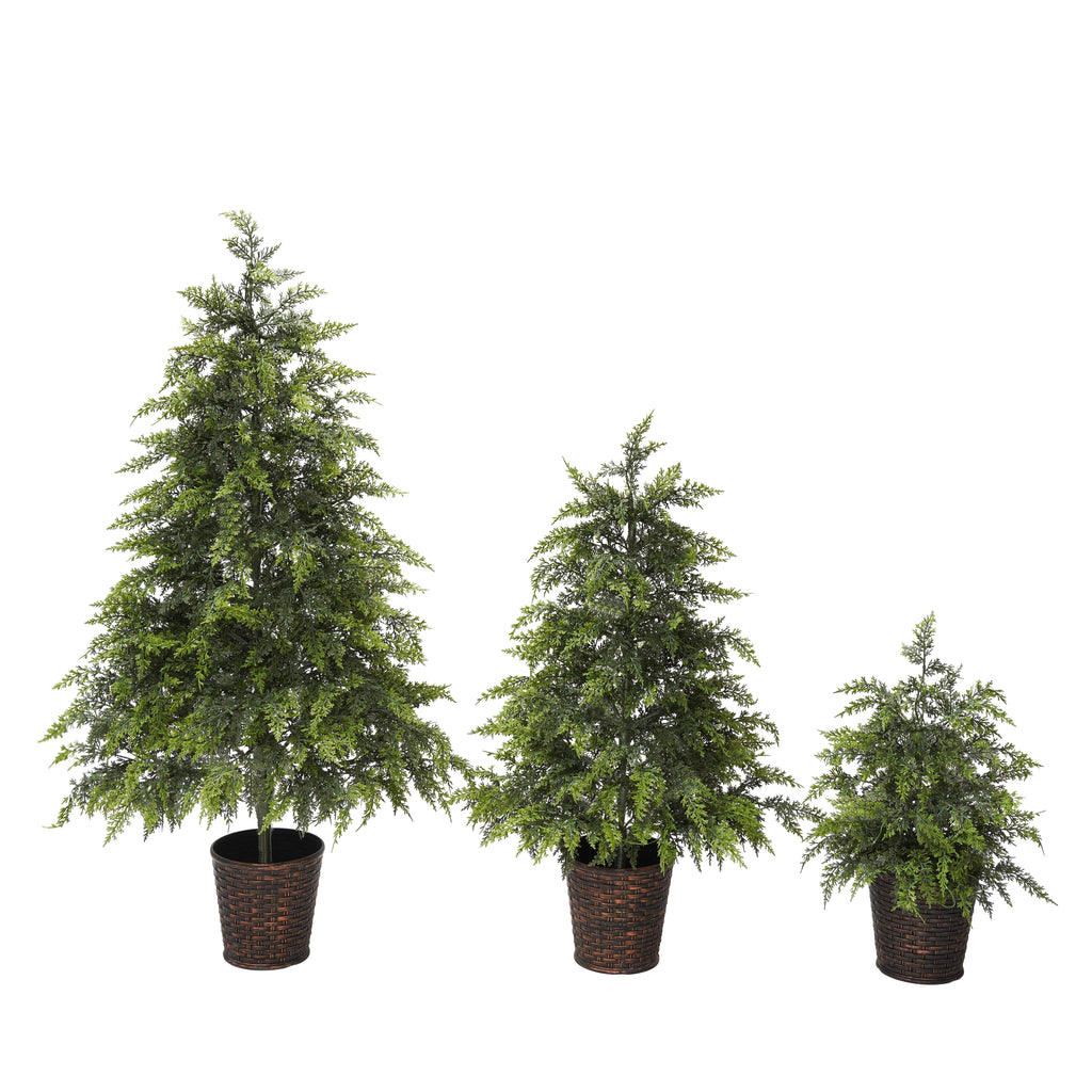 3-Piece Pre-Lit Christmas Tree Set with Warm Lights