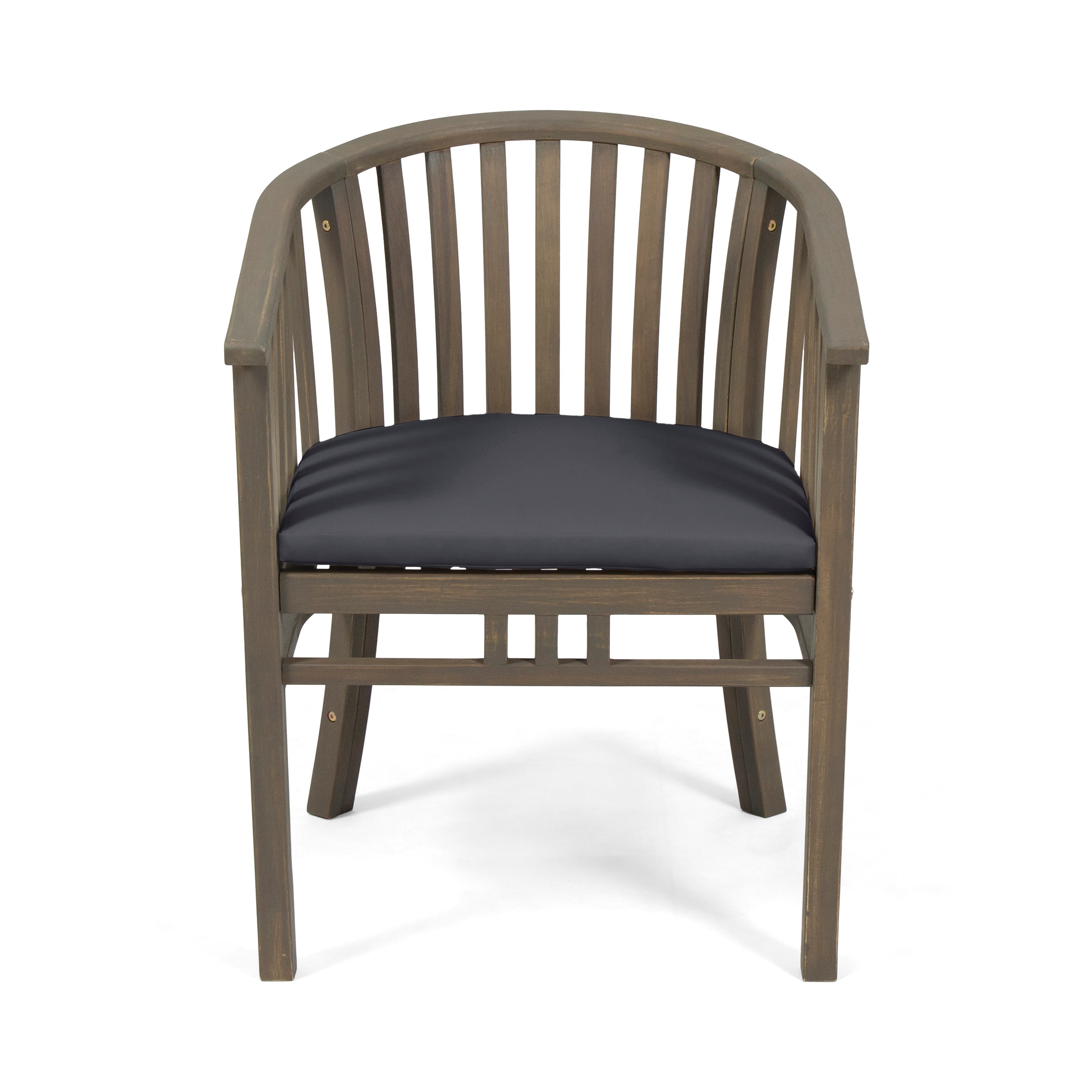 Outdoor Wooden Dining Chairs With Cushions, Set of 2, Dark