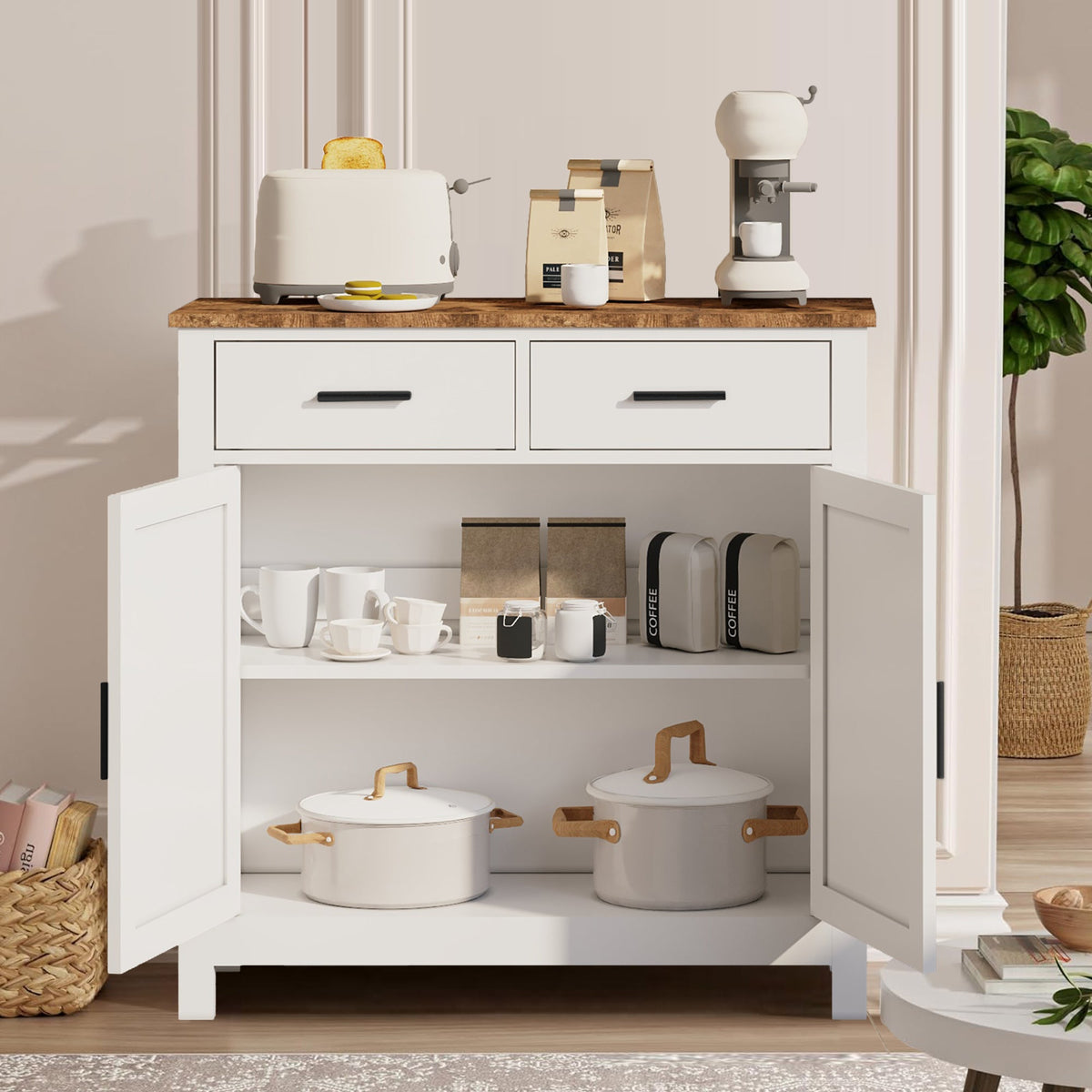 Kitchen Storage Cabinet - Modern Farmhouse Buffet
