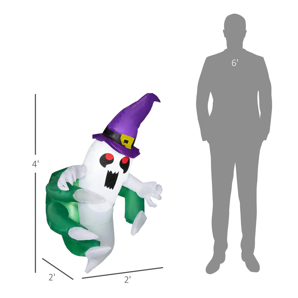 Outsunny 4ft Inflatable Halloween Decoration – Ghost in Hat