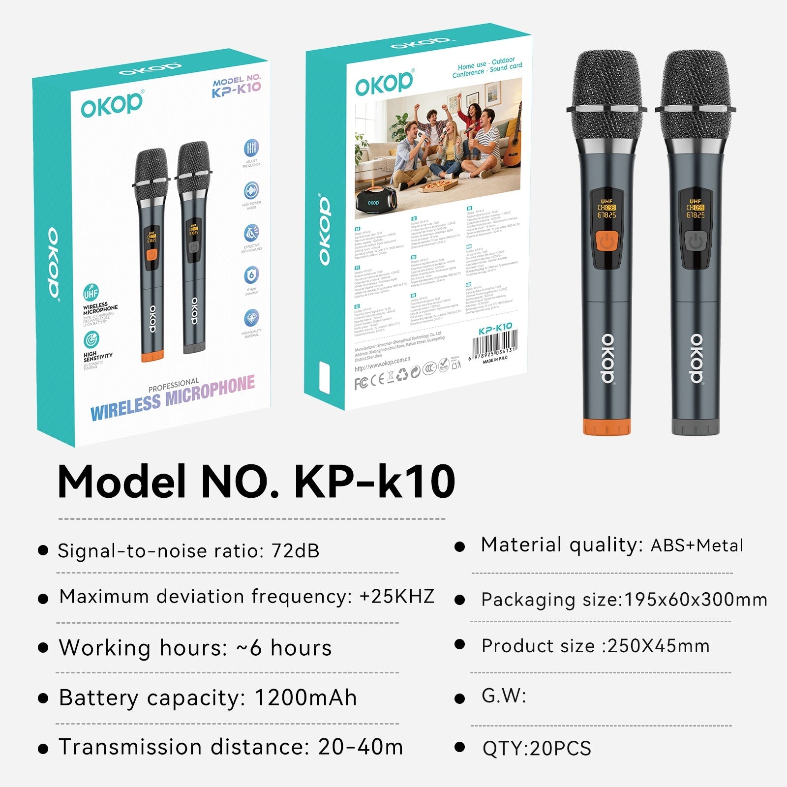 KP-10 11 12 Best-selling Universal 2.4G Wireless Microphone System1 To 2 Handheld Mics In Stock