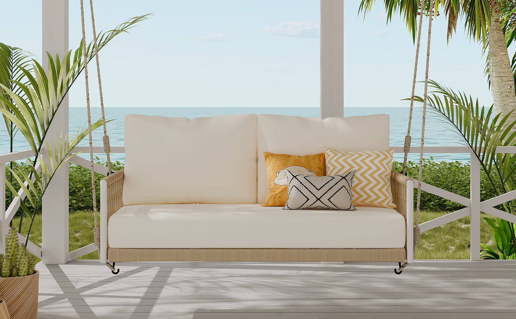 TREXM 1-Piece Woven Rope Outdoor Swing Sofa