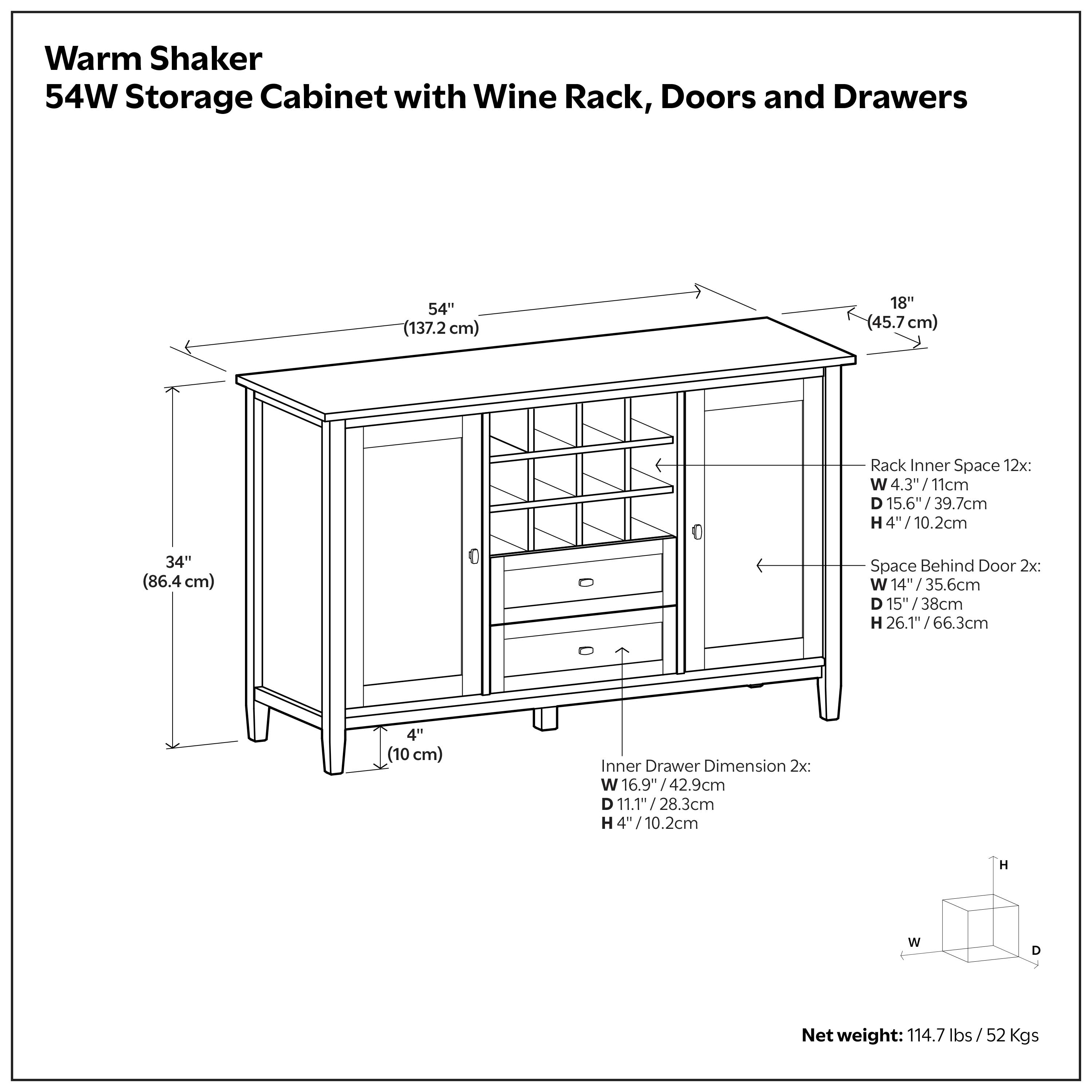 Warm Shaker Storage Cabinet with Wine Rack