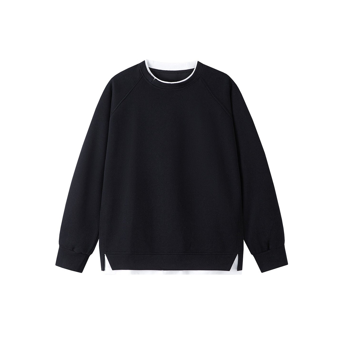 Womens Spliced Crew-neck Pullover Top