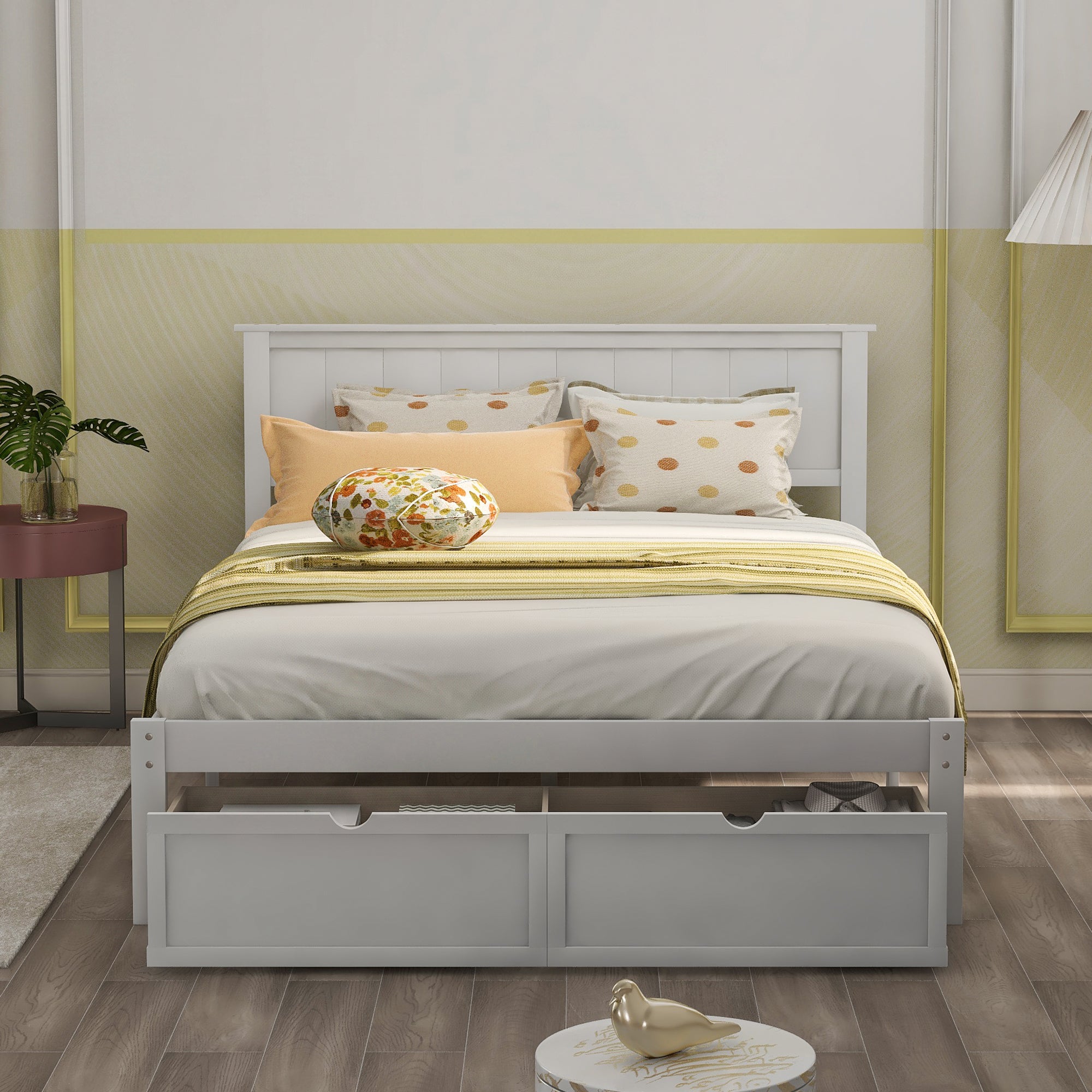 Full Size Platform Bed with Under-bed Drawers