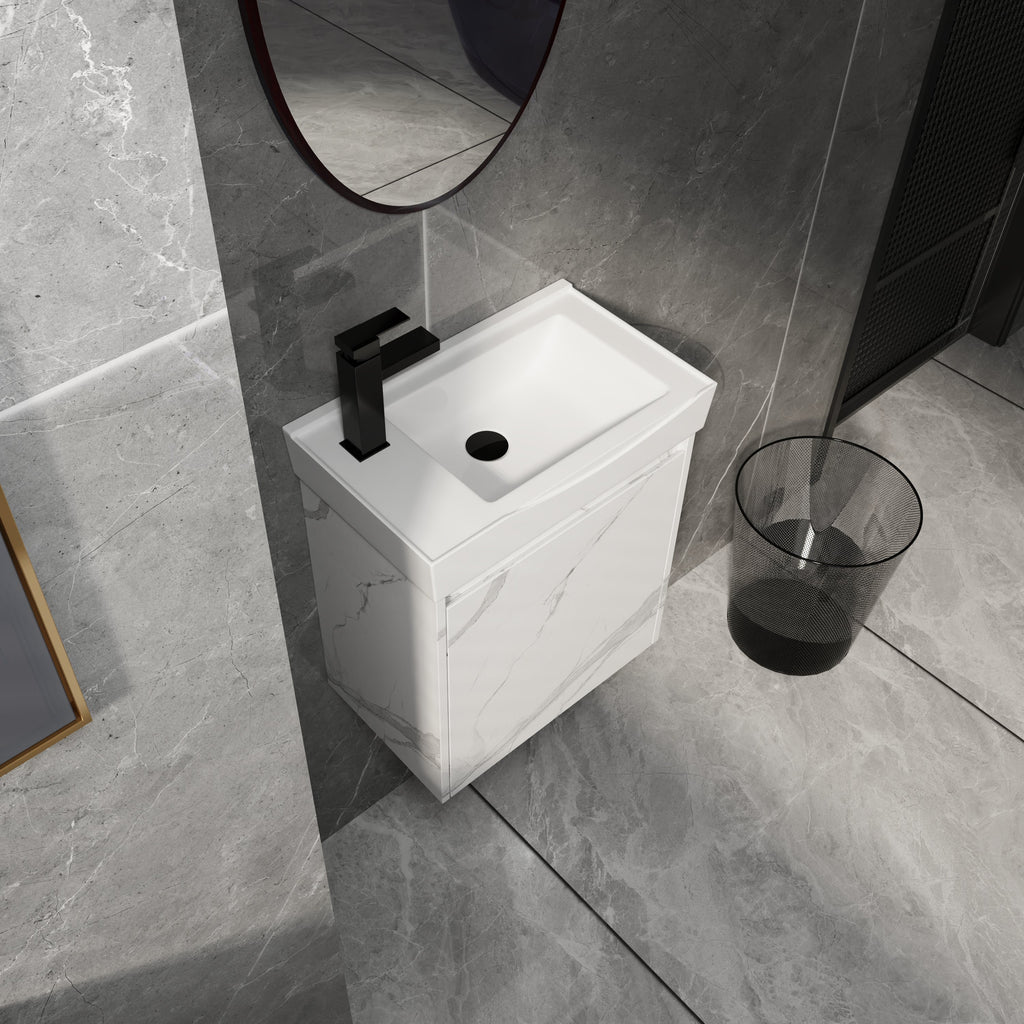 20" Wall-Mounted Bathroom Vanity with Ceramic Sink