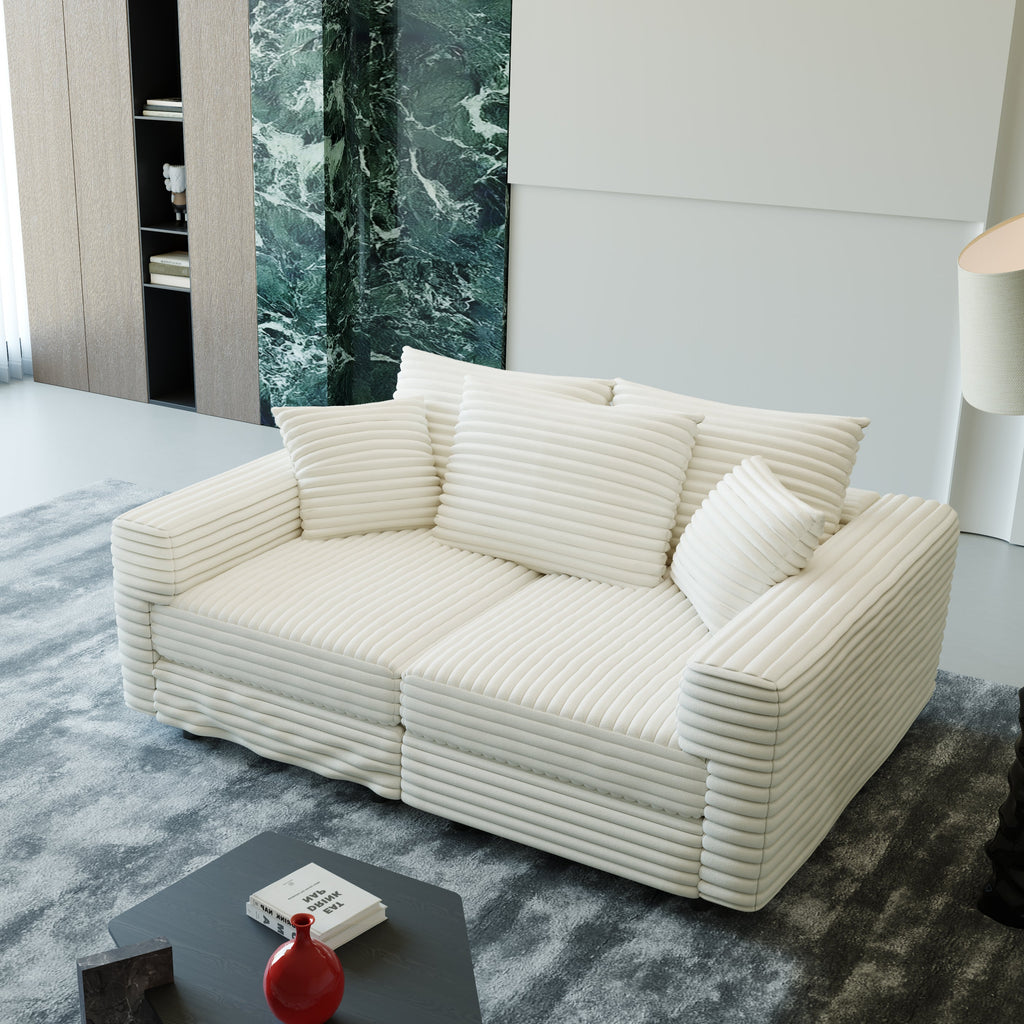 82.7" Plush Corduroy 3-Seat Sofa