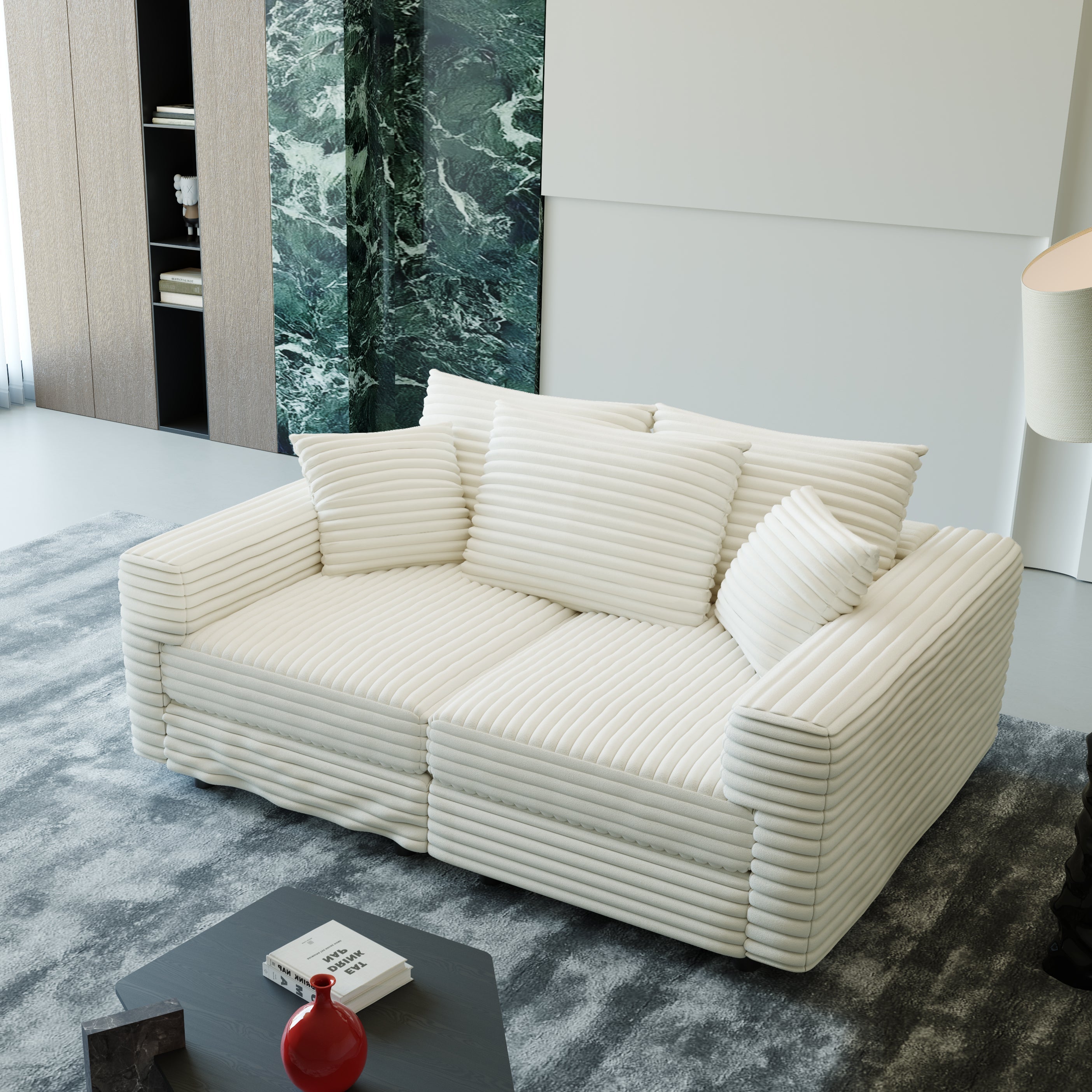 82.7" Plush Corduroy 3-Seat Sofa
