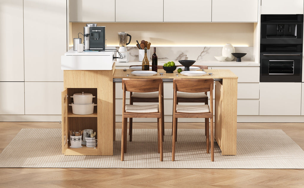 TREXM Extendable Dining Table with Folding Tabletop