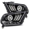 AlphaRex 10-12 Ford Mustang PRO-Series Projector Headlights Plank Style Jet Black w/Top/Bottom DRL 880110 *Discontinued