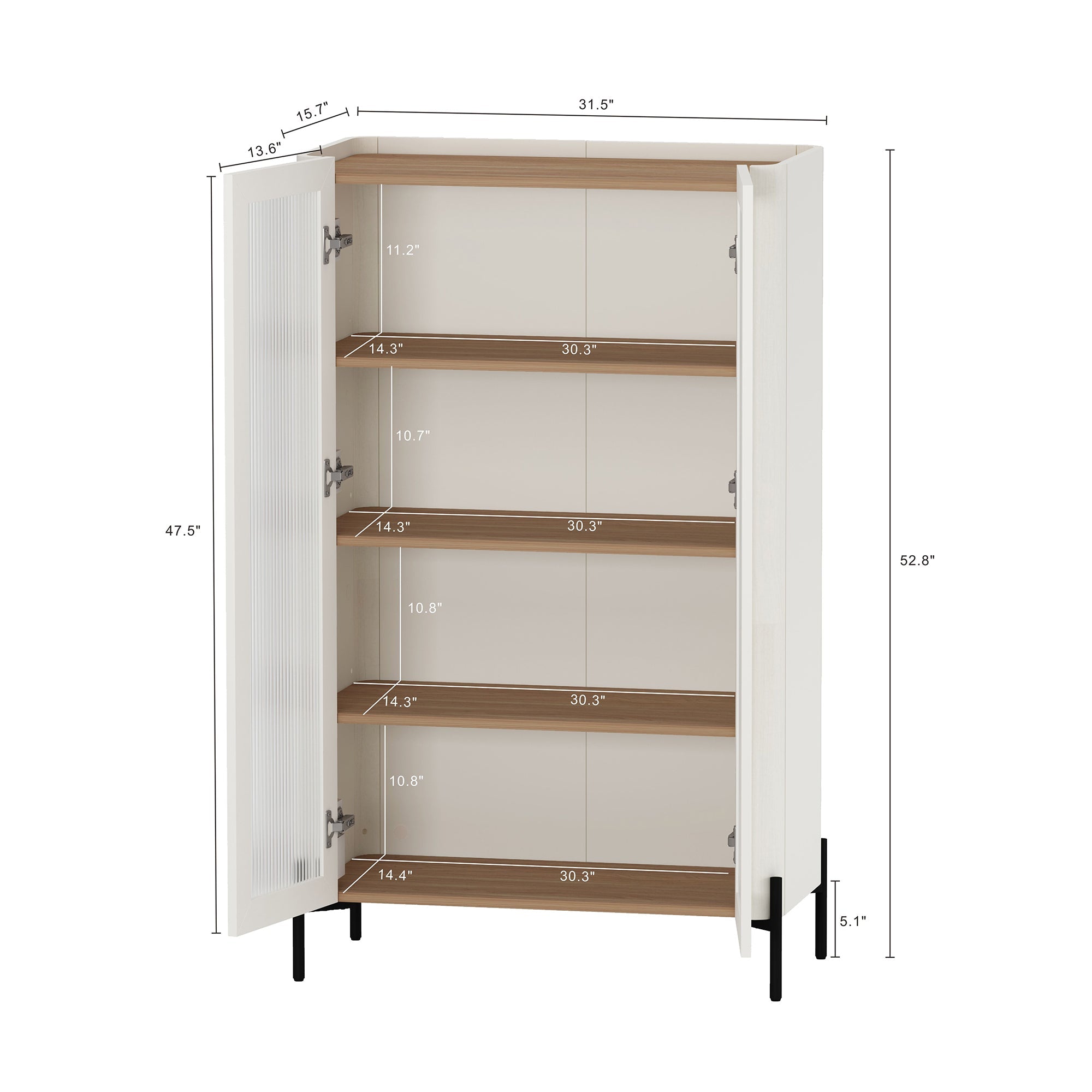 Abbey 32" Tempered Glass Bookcase Cabinet