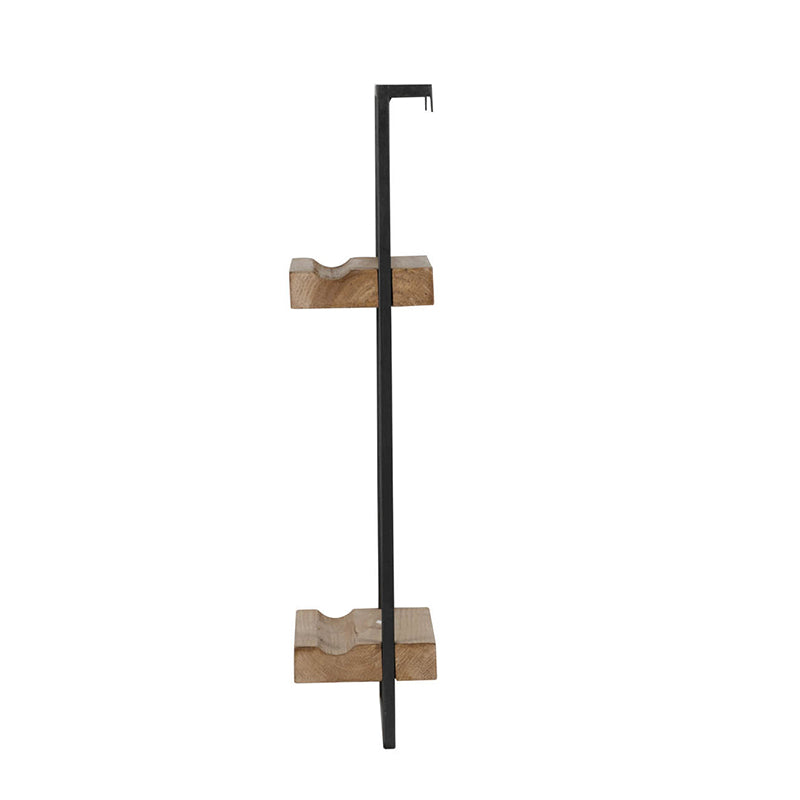 12" x 6" x 27" Iron and Wood Wall Shelf With Two Shelves