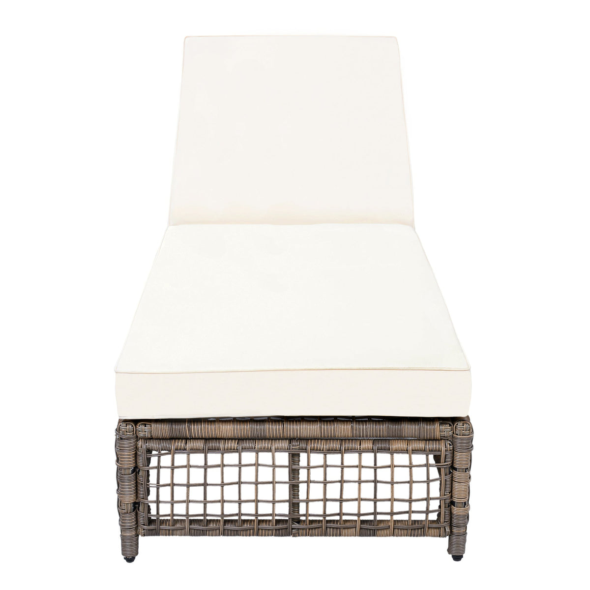TREXM Outdoor Lounge Chair with Cushion and Wheels