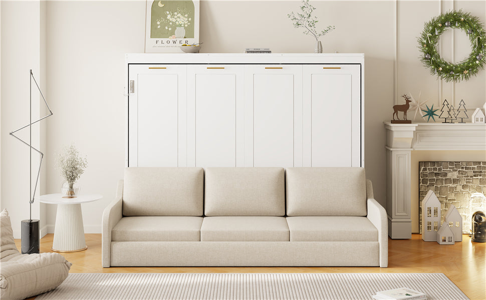 Full Size Murphy Cabinet Bed with Folding Sofa
