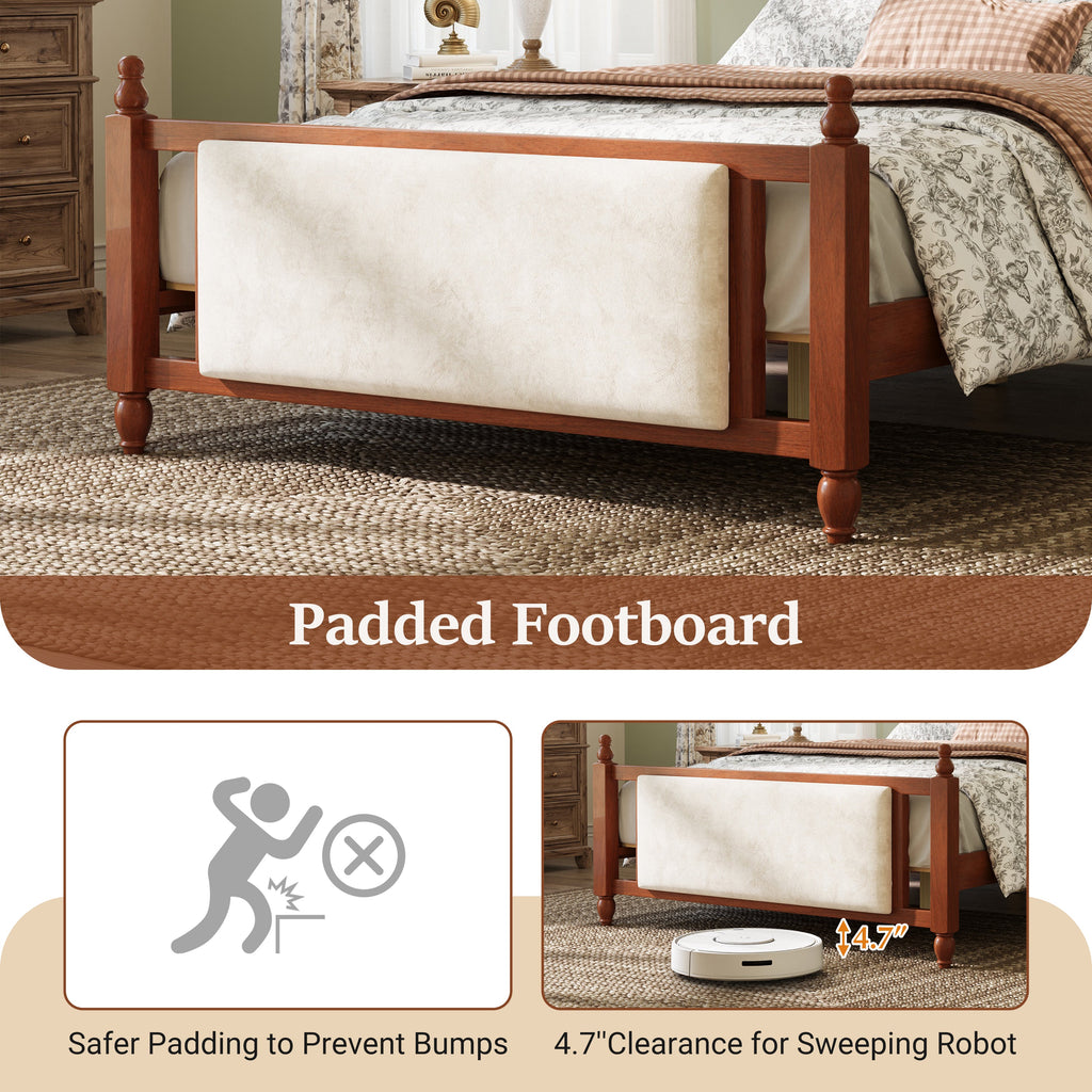 Queen Size Upholstered Platform Bed with Button Tufted Headboard