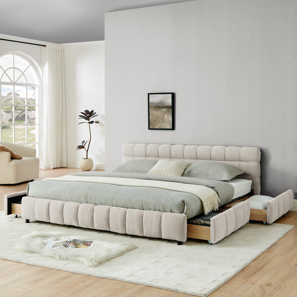 King Size Upholstered Bed with Storage