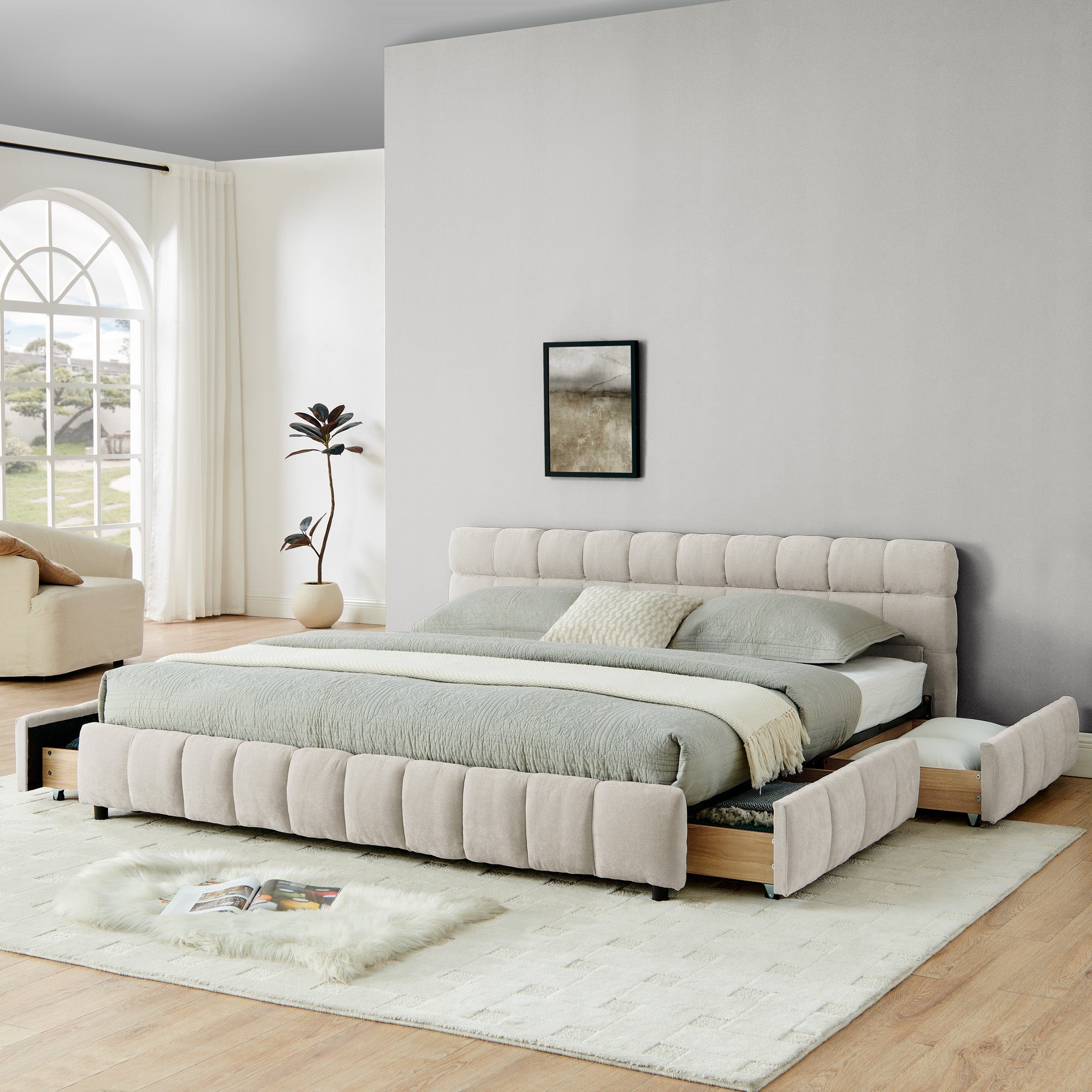 King Size Upholstered Bed with Storage