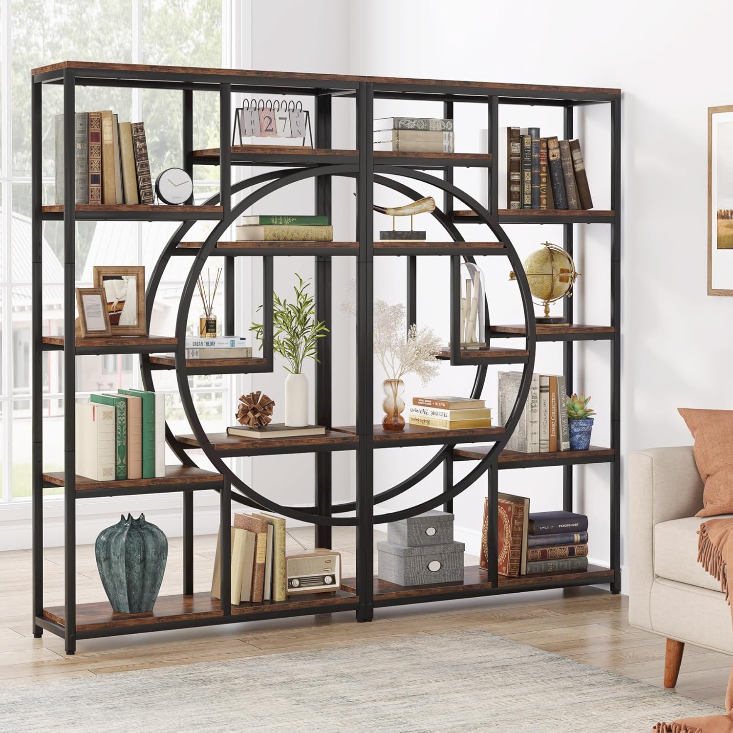 68.89" Height Industrial 5-Tier Rustic Brown Etagere