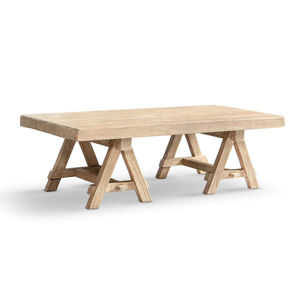 Hawthorne 48" Solid Reclaimed Elm Rectangular Trestle Coffee Table