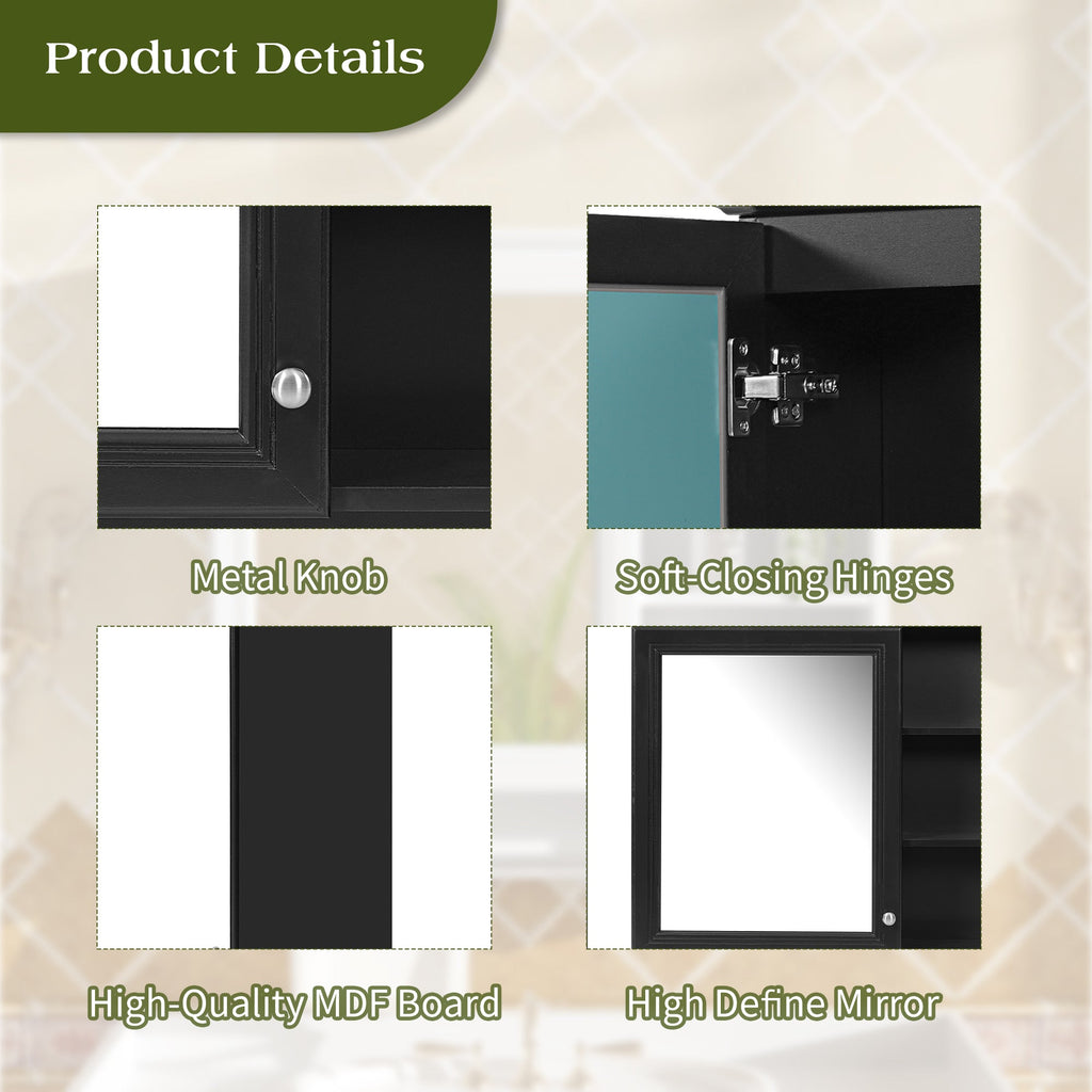 30 Inch Wall-Mount 2-in-1 Mirror Cabinet