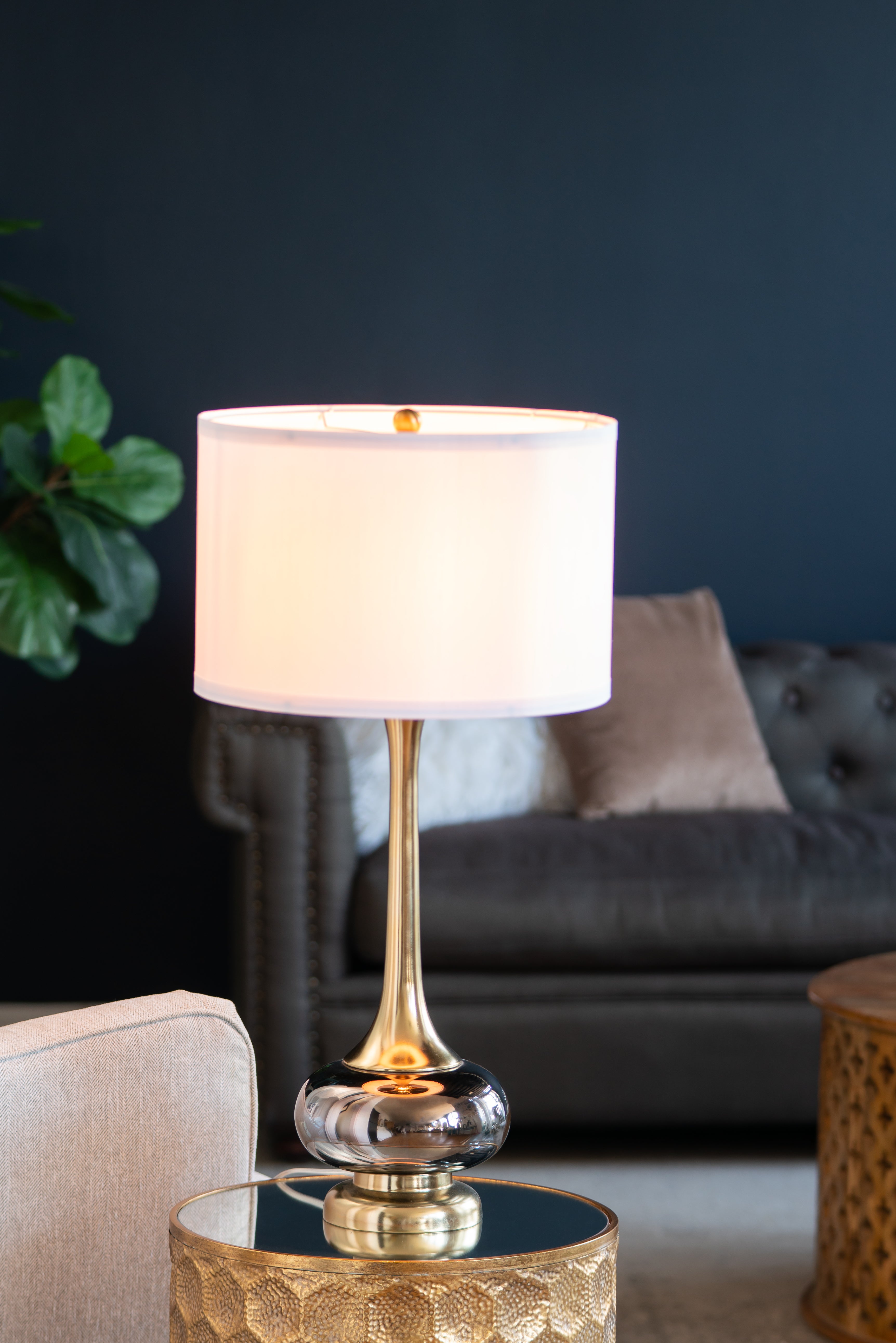 D15x29" Table Lamp with Glass Drum