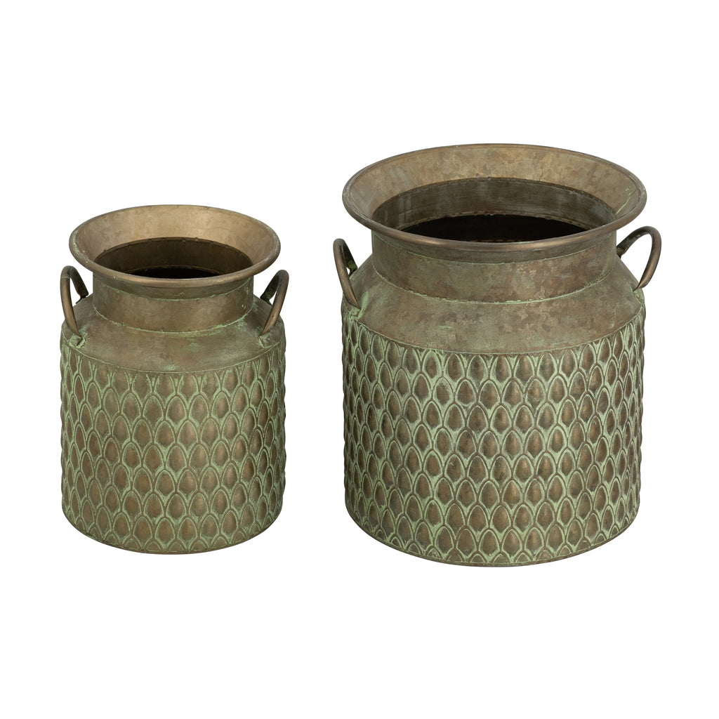 S/2 Iron Milk Jug Planters with Textured Finish