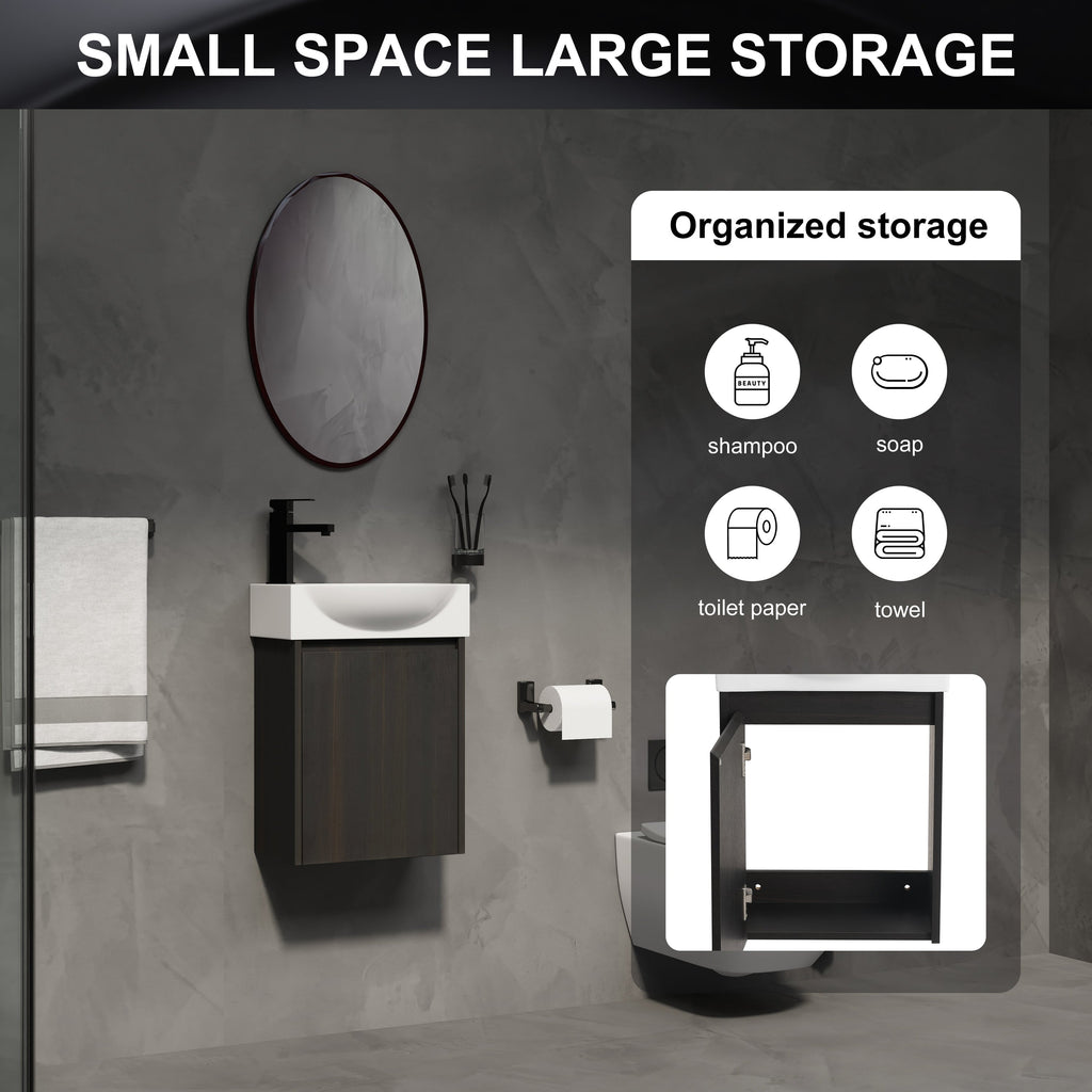 16" Bathroom Vanity Sink Combo for Small Space