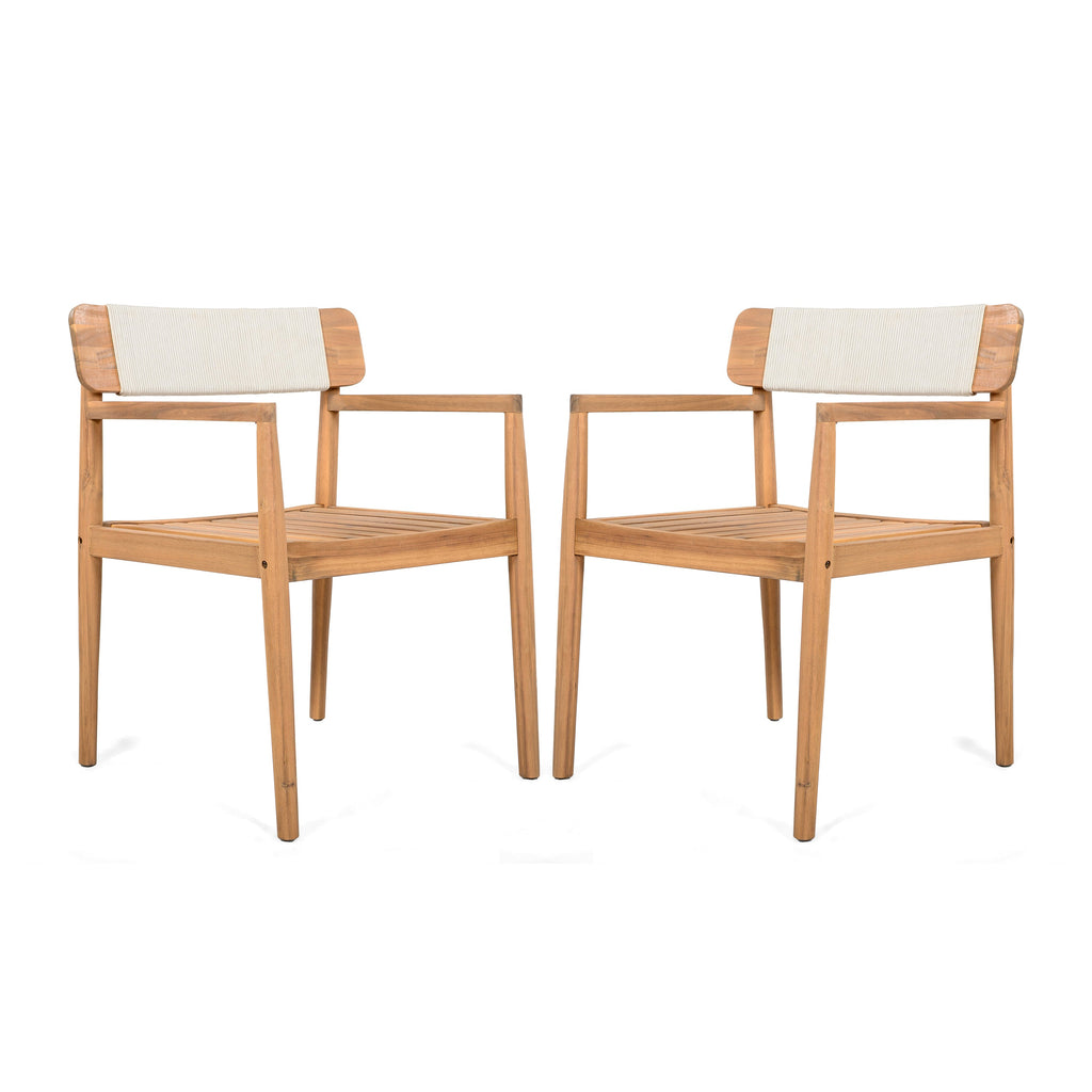 Creative Braided Acacia Wood Outdoor Dining Table and Chairs