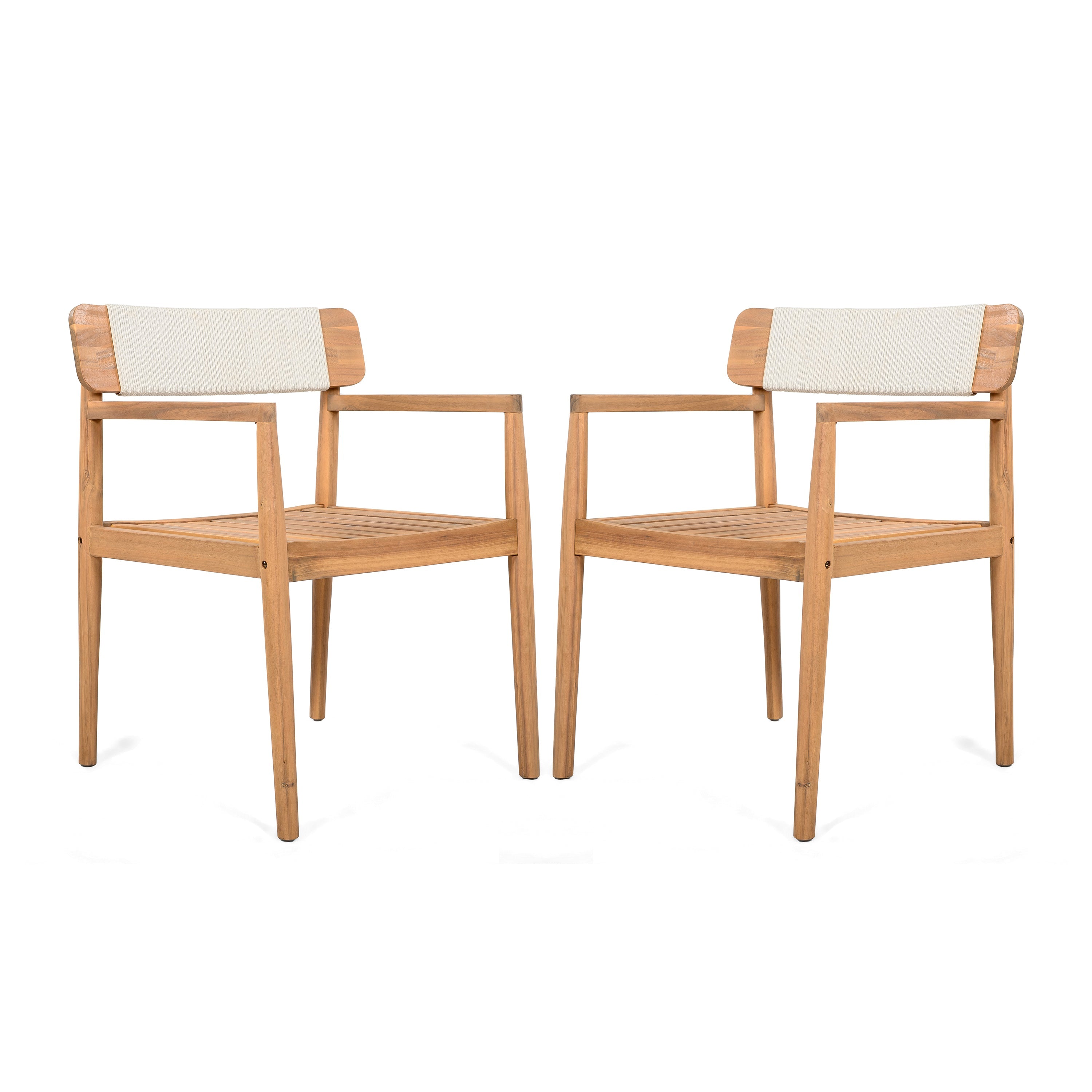 Creative Braided Acacia Wood Outdoor Dining Table and Chairs