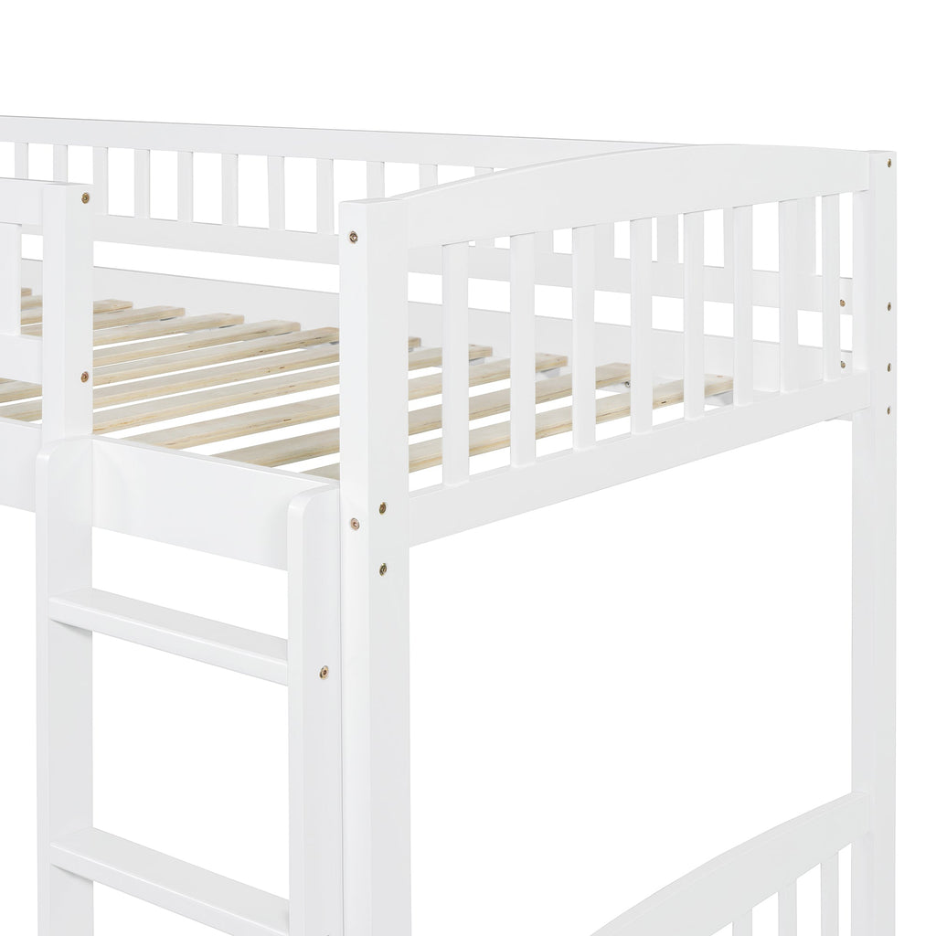 Twin Size Loft Bed With Slide And Ladder - White