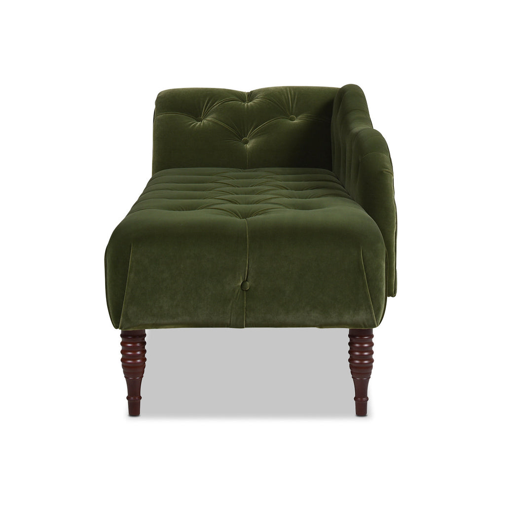 Samuel Tufted Roll Arm Chaise Lounge, Olive