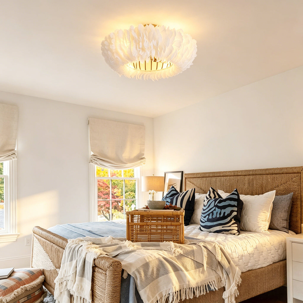20" Feather-Dressed Caged Ceiling Fan with Remote