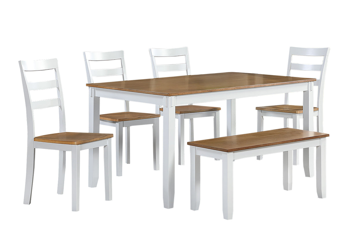 Contemporary 6pc Dining Set Table with 4 Side Chairs and Bench