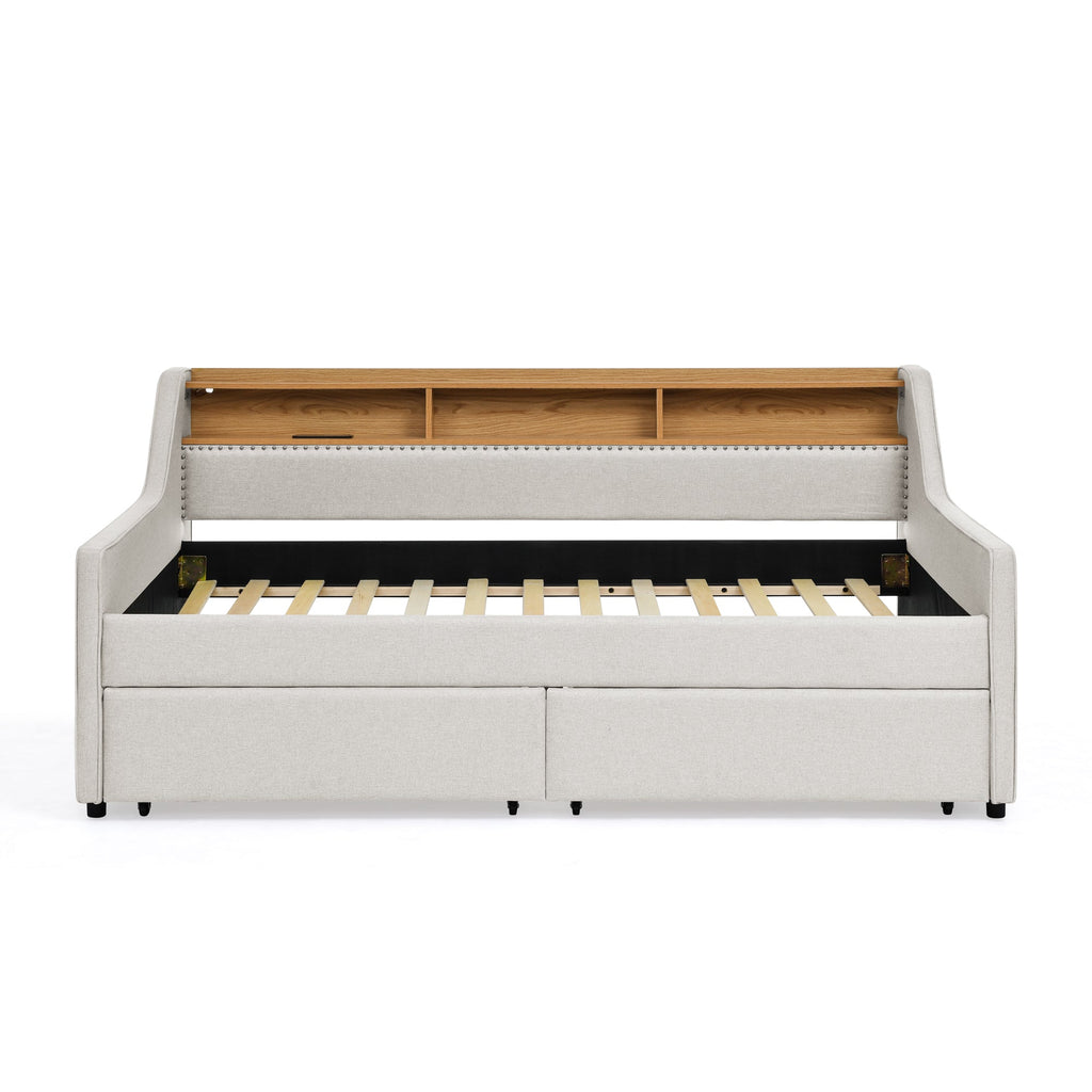 Twin Size Upholstery Sofa Bed with LED Lights