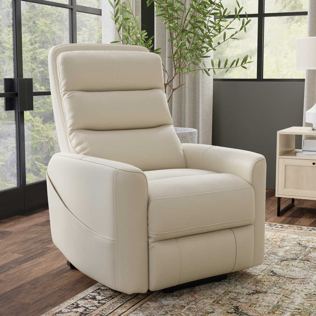 Faux Leather Power Lift Chair in Bentley Oyster