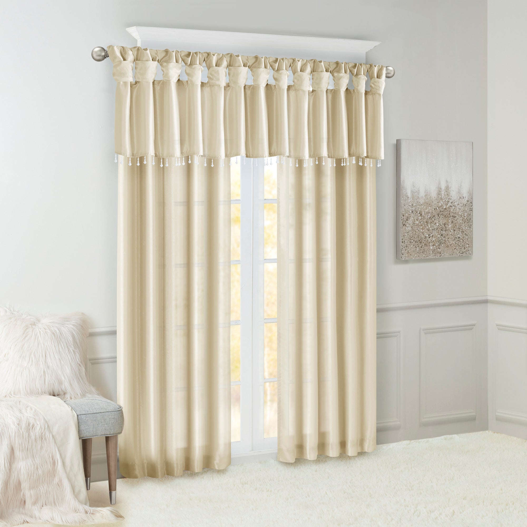 Twist Tab Lined Window Curtain Panel Champagne
