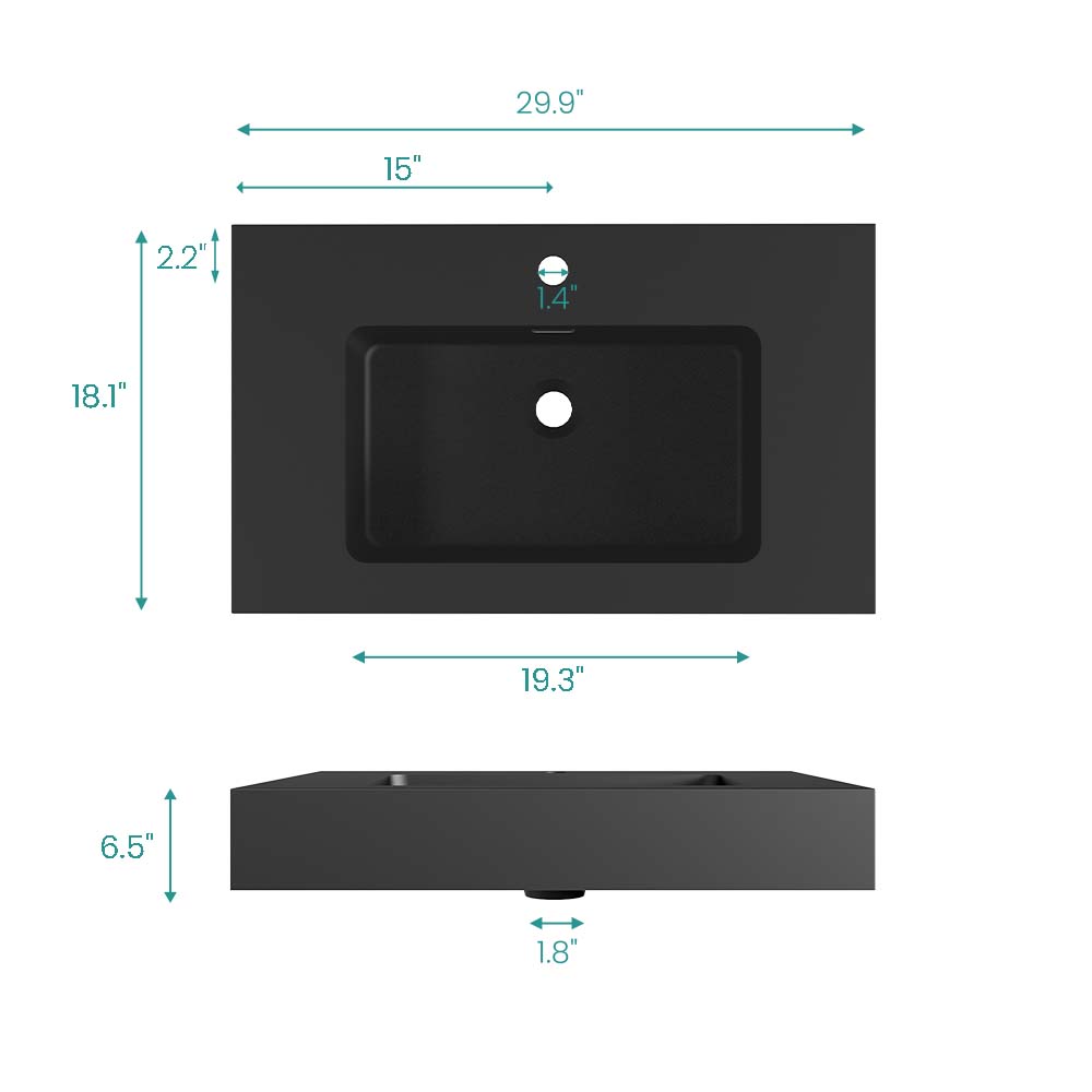 Matte Black Integrated Solid Surface Basin