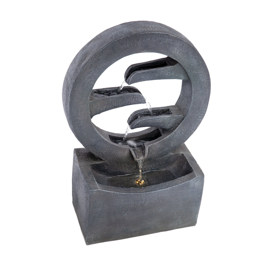 26.77"H Modern Circular Outdoor Fountain with LED Light
