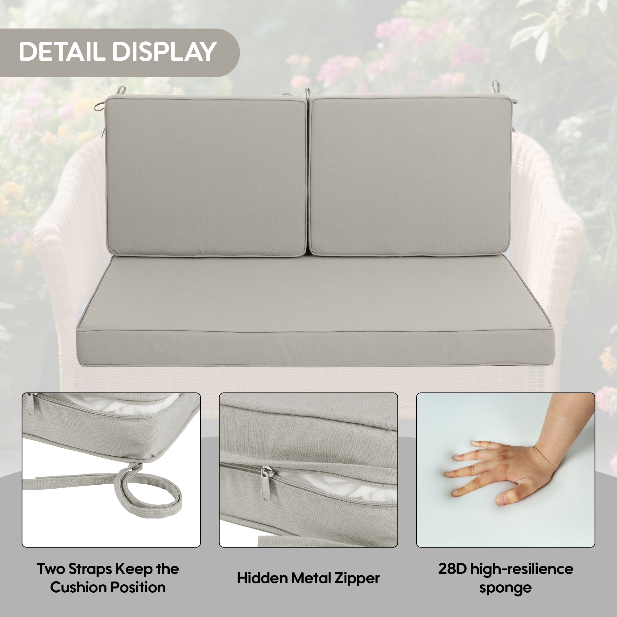 Outdoor Loveseat Cushion Set 48 x 24 Inch
