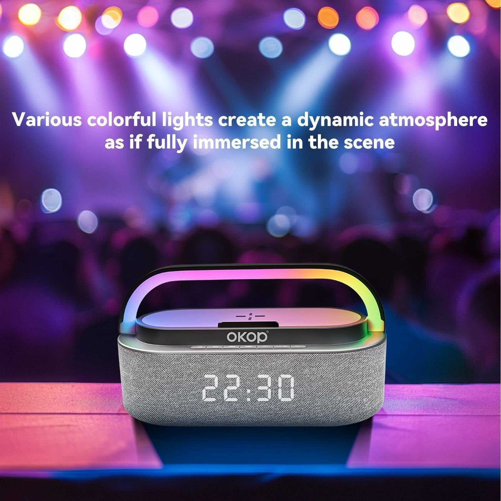 KP-578 Hot-selling Wireless Bluetooth Speaker With Clock Alarm And Wireless Charging Features A Portable Handle Factory Stock Available
