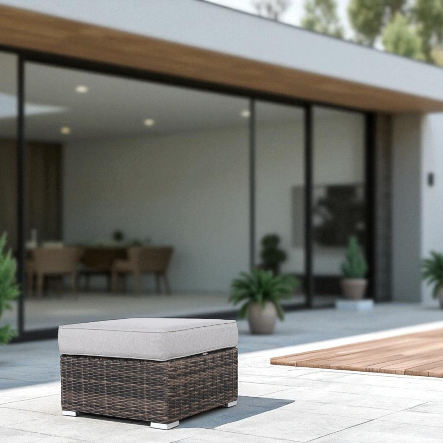 Outdoor Ottoman with Cushion – Fully Assembled
