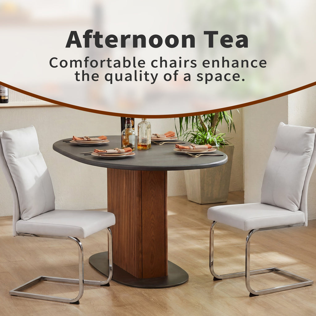 Modern Leather Imitation Dining Chair Set (2 Pieces)