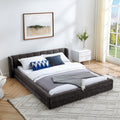 Queen Size Upholstered Bed Frame with Thick Fabric - Dark Grey