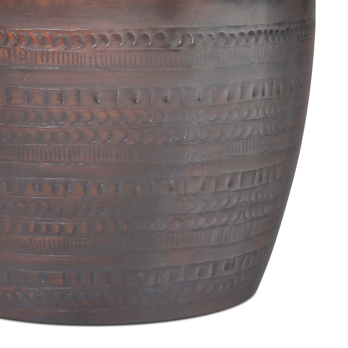 Johnsen 15 Inch Wide Tribal Pattern Metal Accent Table