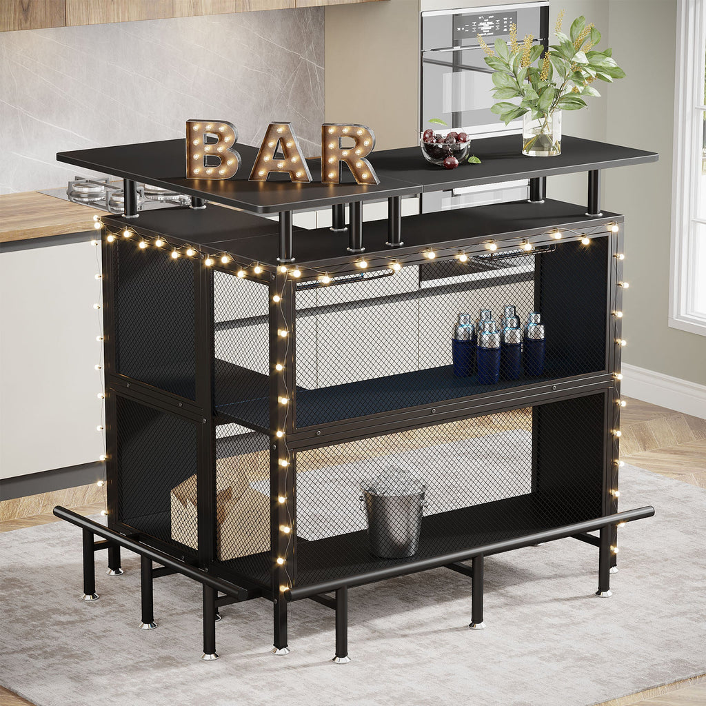36” x 48” L-Shaped Home Bar Unit with Footrest
