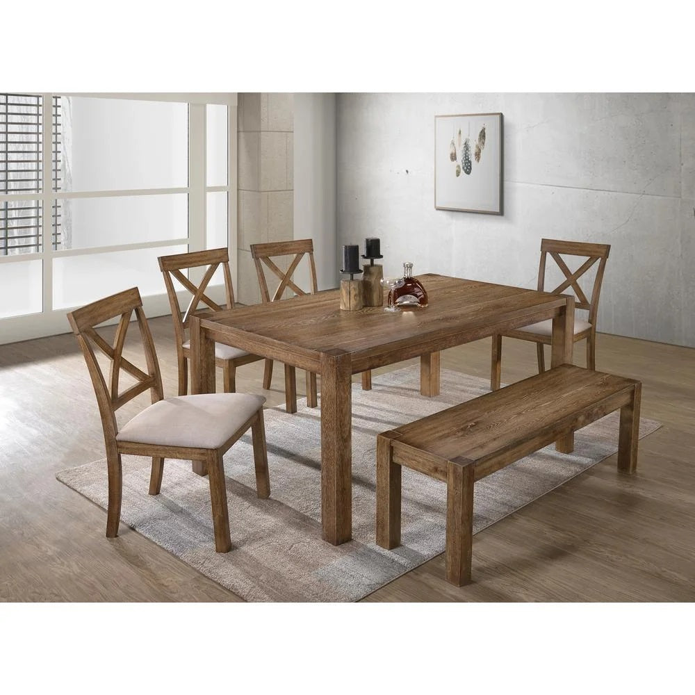 Transitional 6 Pieces Driftwood Dining Set