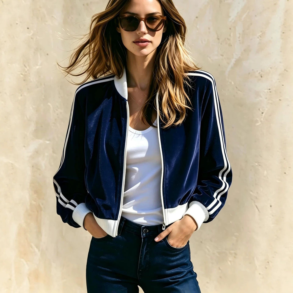 Stand-collar Sports Womens Casual Zip-up Jacket