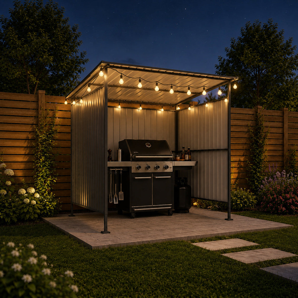6x6FT Outdoor Pergola with Hardtop Roof